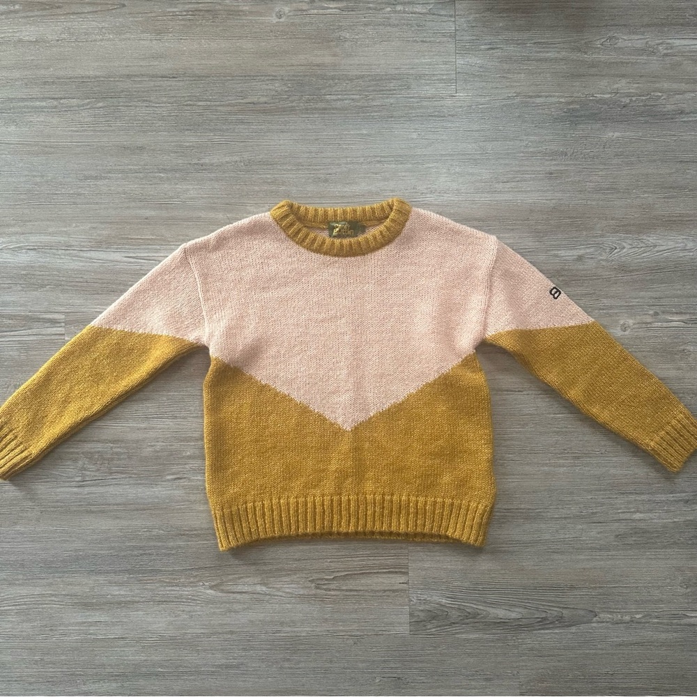 Bandy Buttons Colorblock Sweater in Pink and Mustard
